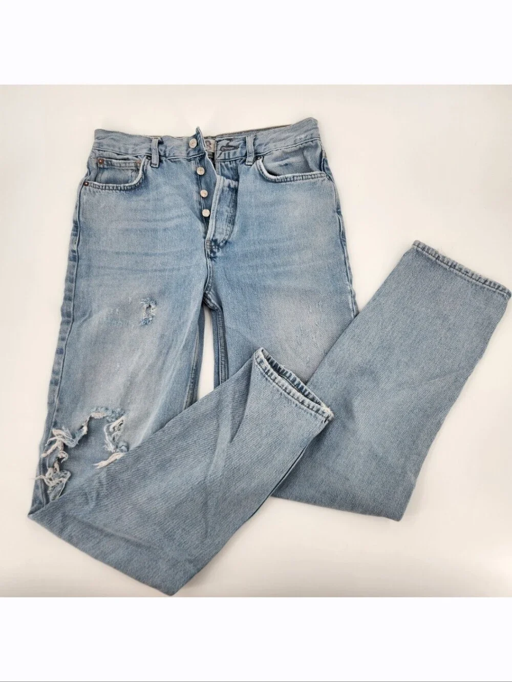 Free People We The Free Lasso Jean Womens Size 28 High Rise Button Fly